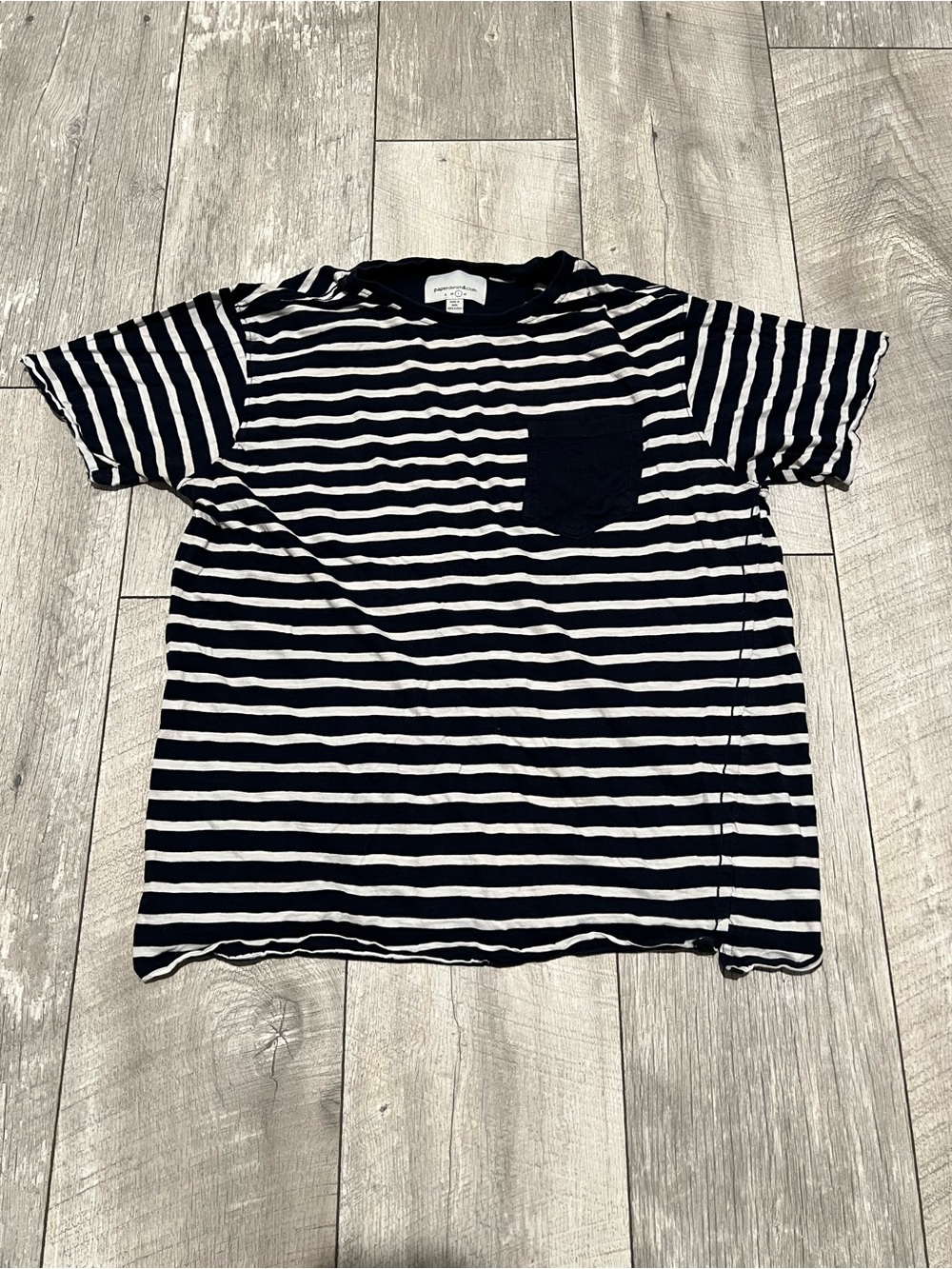 Paper Denim & Cloth Navy and White Striped Pocket Tee